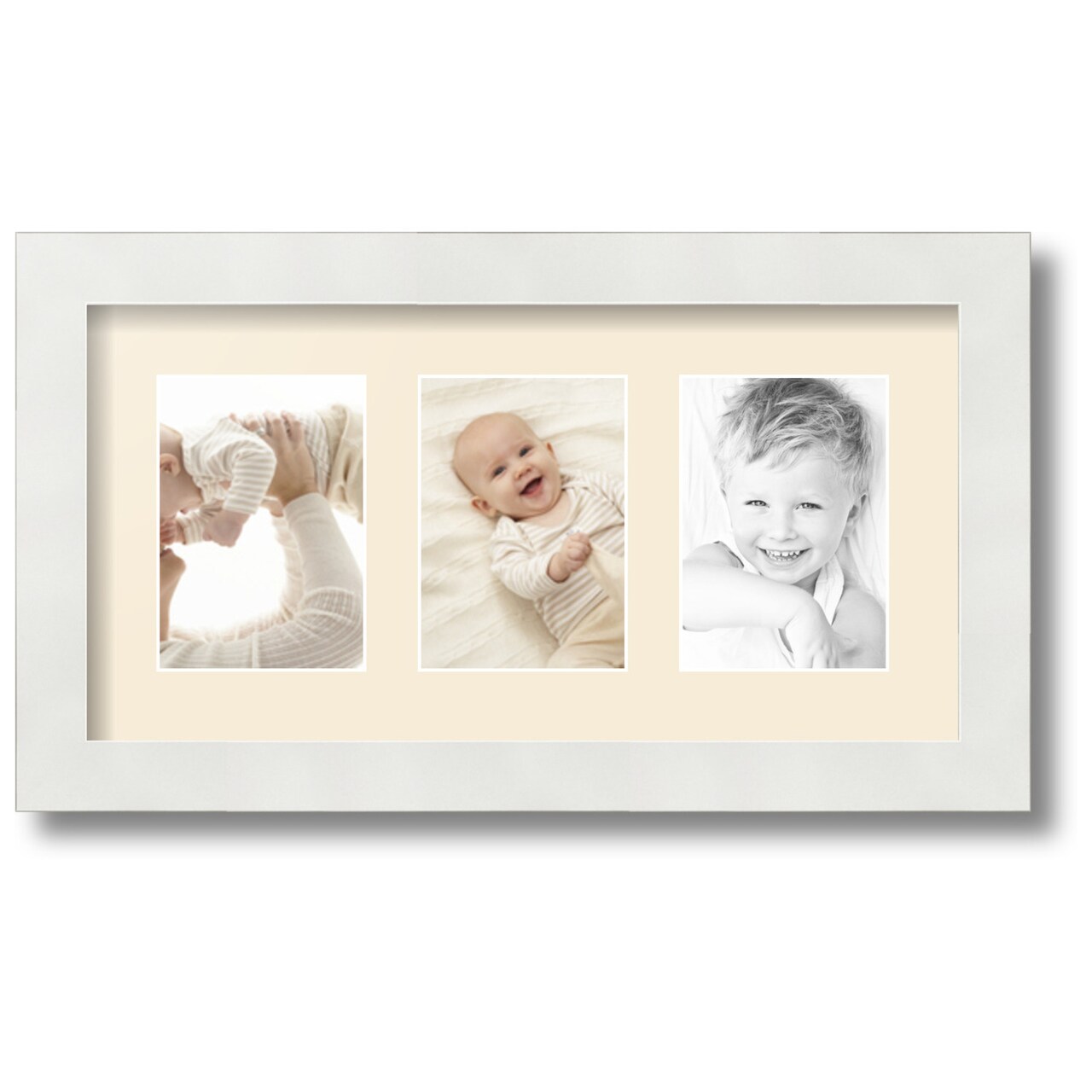 ArtToFrames Collage Photo Picture Frame with 3 - 3.5x5 inch Openings, Framed in White with Over 62 Mat Color Options and Regular Glass (CSM-3966-29)